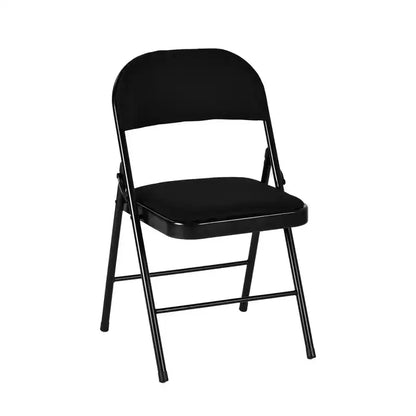Homy Casa Chaises pliantes de salle à manger en métal avec assise et dossier rembourrés, design compact pour usage intérieur et extérieur, lot de 4, noir