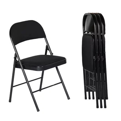 Homy Casa Chaises pliantes de salle à manger en métal avec assise et dossier rembourrés, design compact pour usage intérieur et extérieur, lot de 4, noir