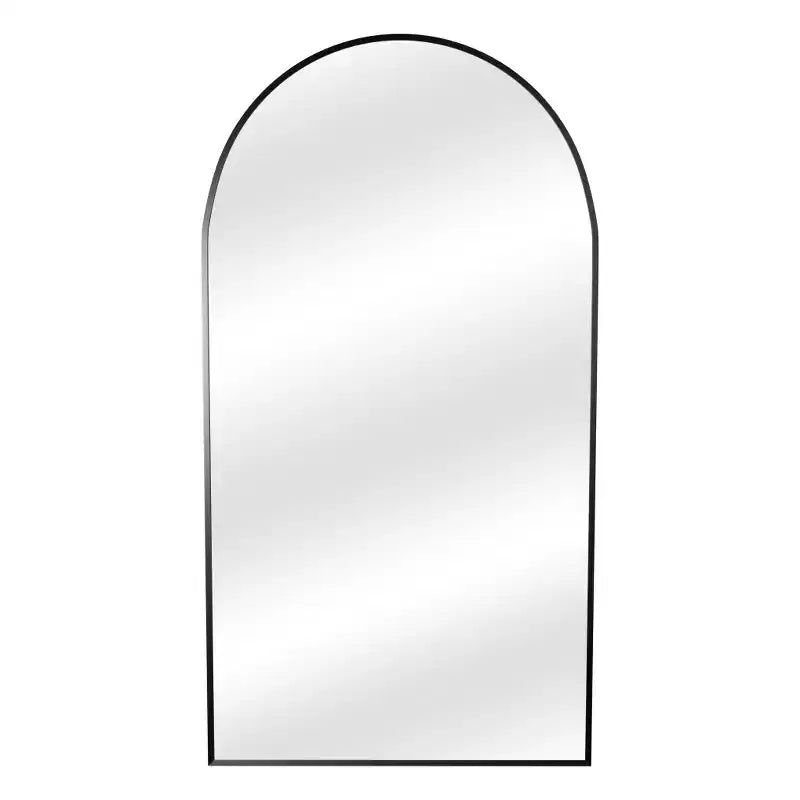 HomeRoots 71 Black Metal Arch Freestanding Framed Full Length Mirror