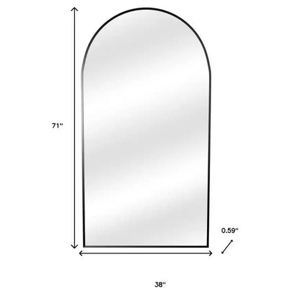 HomeRoots 71 Miroir pleine longueur autoportant à cadre arqué en métal noir