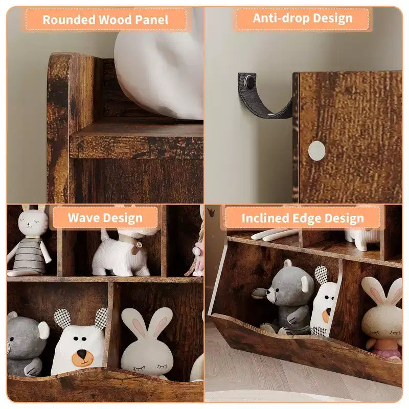 Étagères casiers avec bacs de rangement, organiseur de jouets et bibliothèque pour chambre d'enfant et salle de jeux