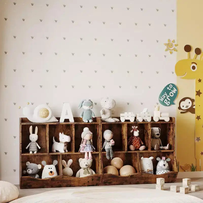 Étagères casiers avec bacs de rangement, organiseur de jouets et bibliothèque pour chambre d'enfant et salle de jeux