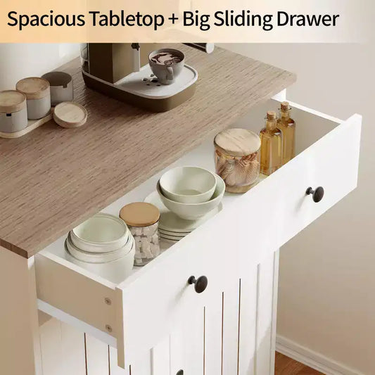 GustoWave 29,5'' Buffet Desserte Moderne Meuble de Rangement de Cuisine en Bois, Étagères Réglables, Meuble Bar à Café
