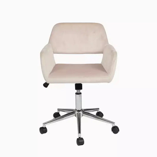 FurnitureR Home Office Chair, Mid Back Velvet Vanity Desk Chairs with Rolling Wheels, Adjustable Chair for Living Room, Bedroom, Studying, Blush