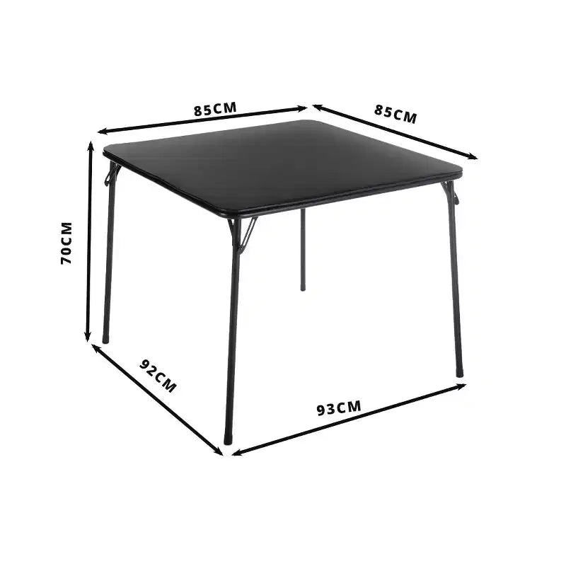 FurnitureR Table de Jeu Carrée Pliante de 33,9 pouces, Table Multifonctionnelle Pliante Portable pour Repas Pique-nique, Plateau en PVC, Aucun Assemblage Requis, Noir