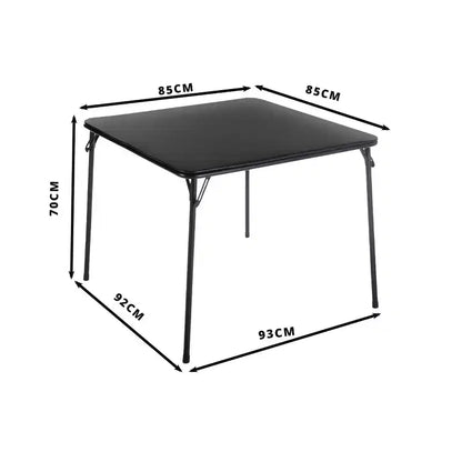 FurnitureR Table de Jeu Carrée Pliante de 33,9 pouces, Table Multifonctionnelle Pliante Portable pour Repas Pique-nique, Plateau en PVC, Aucun Assemblage Requis, Noir