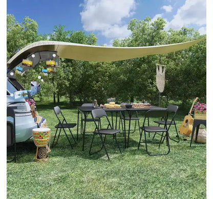 FurnitureR Table de Jeu Carrée Pliante de 33,9 pouces, Table Multifonctionnelle Pliante Portable pour Repas Pique-nique, Plateau en PVC, Aucun Assemblage Requis, Noir