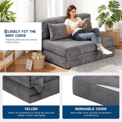 Canapé-lit et fauteuil-lit pliant 4 en 1, causeuse convertible dépliable de 193 cm avec oreiller, chaise longue tuftée pour salon, chambre à coucher