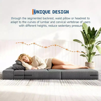 Canapé-lit et fauteuil-lit pliant 4 en 1, causeuse convertible dépliable de 193 cm avec oreiller, chaise longue tuftée pour salon, chambre à coucher