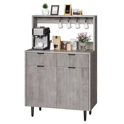 GustoWave 48'' Modern Fluted Sideboard Cabinet with Adjustable Shelves & Drawers, Coffee Bar Console Table for Dining Room, Kitchen