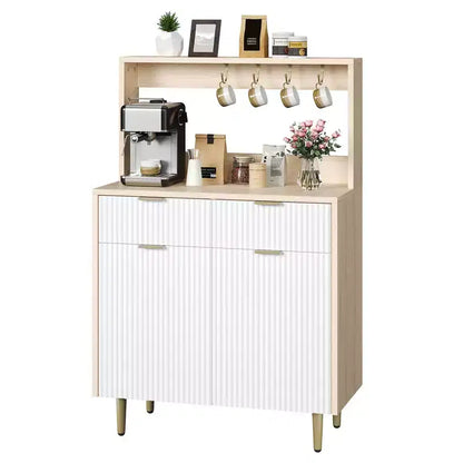 GustoWave Buffet moderne cannelé de 48 po avec étagères réglables et tiroirs, table console pour bar à café dans la salle à manger, la cuisine
