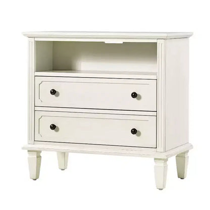 Davide 2 - Drawer Solid Wood end table with Solid Wood Legs|ARTFUL LIVING DESIGNS-WHITE