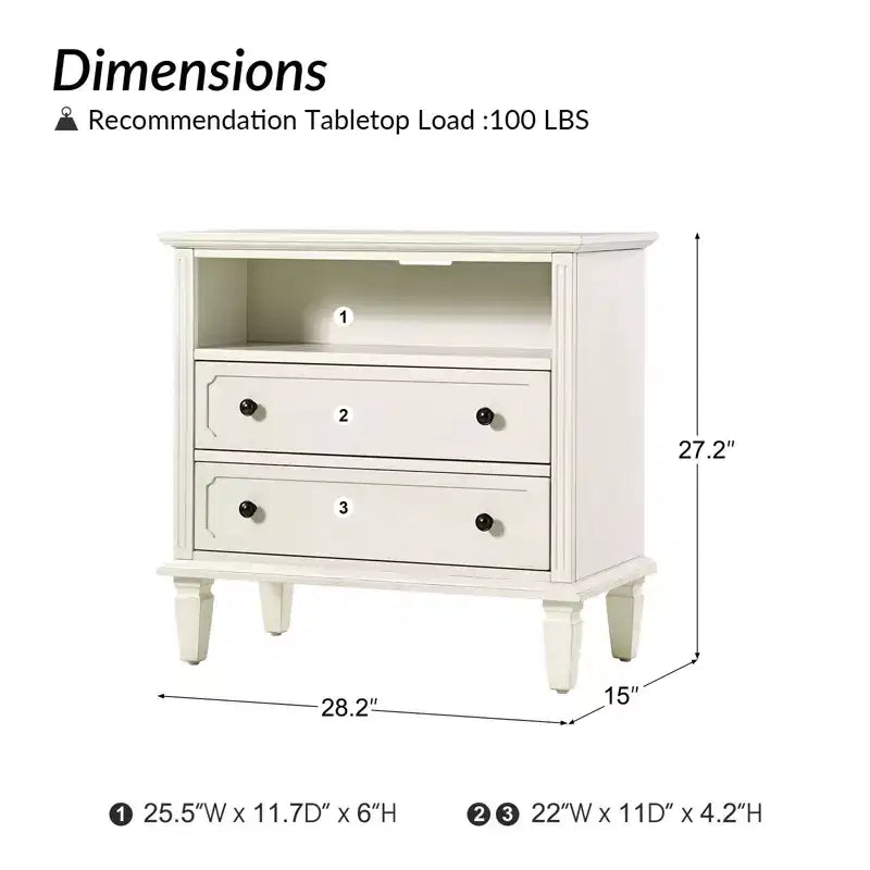 Davide 2 - Table de chevet en bois massif avec pieds en bois massif|ARTFUL LIVING DESIGNS-BLANC