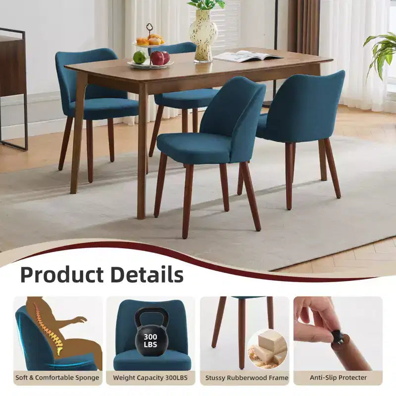 Lot de 2 chaises de salle à manger modernes rembourrées - Cuir PU ou lin avec dossier ergonomique à ailettes pour salle à manger et cuisine