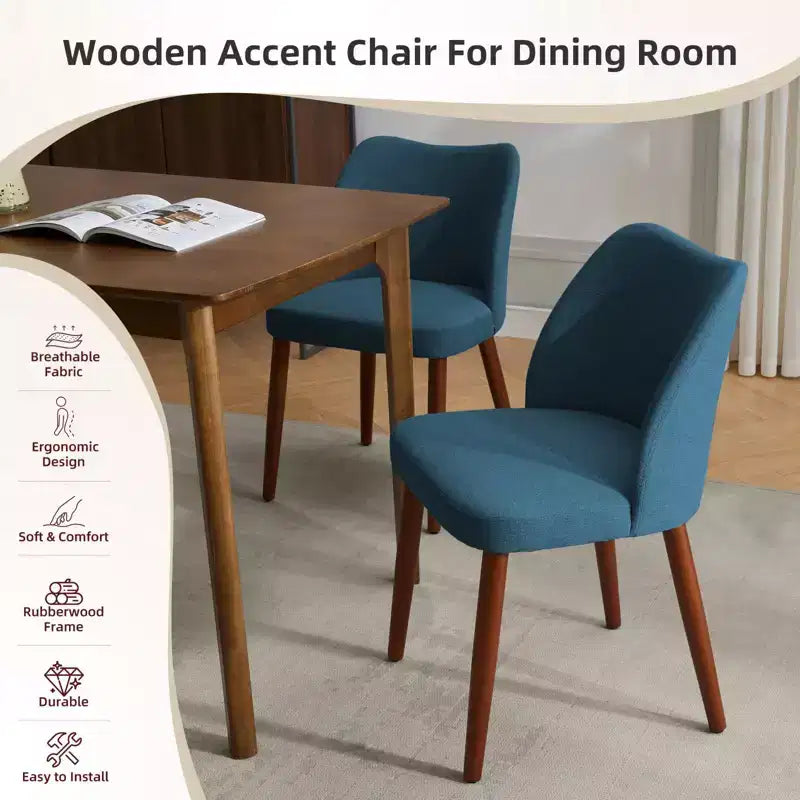 Lot de 2 chaises de salle à manger modernes rembourrées - Cuir PU ou lin avec dossier ergonomique à ailettes pour salle à manger et cuisine