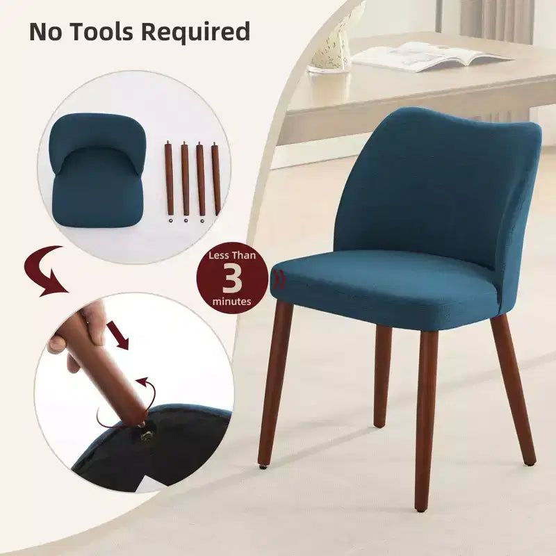 Lot de 2 chaises de salle à manger modernes rembourrées - Cuir PU ou lin avec dossier ergonomique à ailettes pour salle à manger et cuisine