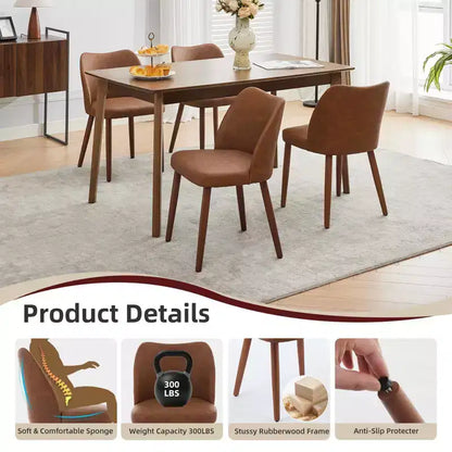Lot de 2 chaises de salle à manger modernes rembourrées - Cuir PU ou lin avec dossier ergonomique à ailettes pour salle à manger et cuisine