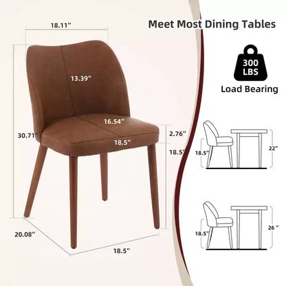 Lot de 2 chaises de salle à manger modernes rembourrées - Cuir PU ou lin avec dossier ergonomique à ailettes pour salle à manger et cuisine