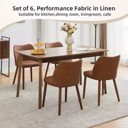 Lot de 2 chaises de salle à manger modernes rembourrées - Cuir PU ou lin avec dossier ergonomique à ailettes pour salle à manger et cuisine
