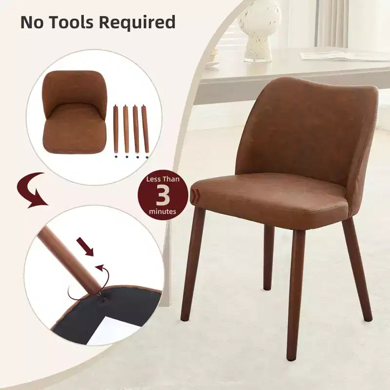 Lot de 2 chaises de salle à manger modernes rembourrées - Cuir PU ou lin avec dossier ergonomique à ailettes pour salle à manger et cuisine