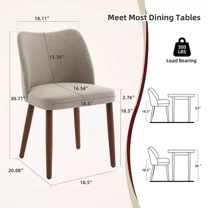 Lot de 2 chaises de salle à manger modernes rembourrées - Cuir PU ou lin avec dossier ergonomique à ailettes pour salle à manger et cuisine