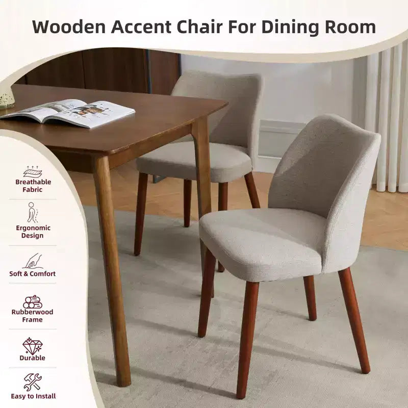 Lot de 2 chaises de salle à manger modernes rembourrées - Cuir PU ou lin avec dossier ergonomique à ailettes pour salle à manger et cuisine