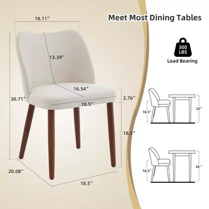Lot de 2 chaises de salle à manger modernes rembourrées - Cuir PU ou lin avec dossier ergonomique à ailettes pour salle à manger et cuisine