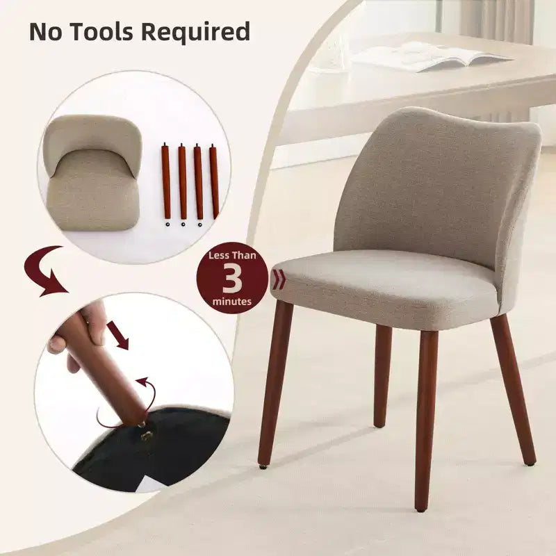 Lot de 2 chaises de salle à manger modernes rembourrées - Cuir PU ou lin avec dossier ergonomique à ailettes pour salle à manger et cuisine