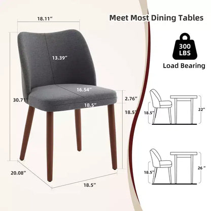 Lot de 2 chaises de salle à manger modernes rembourrées - Cuir PU ou lin avec dossier ergonomique à ailettes pour salle à manger et cuisine