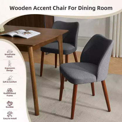 Lot de 2 chaises de salle à manger modernes rembourrées - Cuir PU ou lin avec dossier ergonomique à ailettes pour salle à manger et cuisine