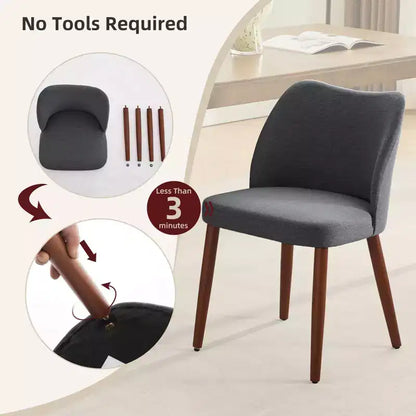 Lot de 2 chaises de salle à manger modernes rembourrées - Cuir PU ou lin avec dossier ergonomique à ailettes pour salle à manger et cuisine