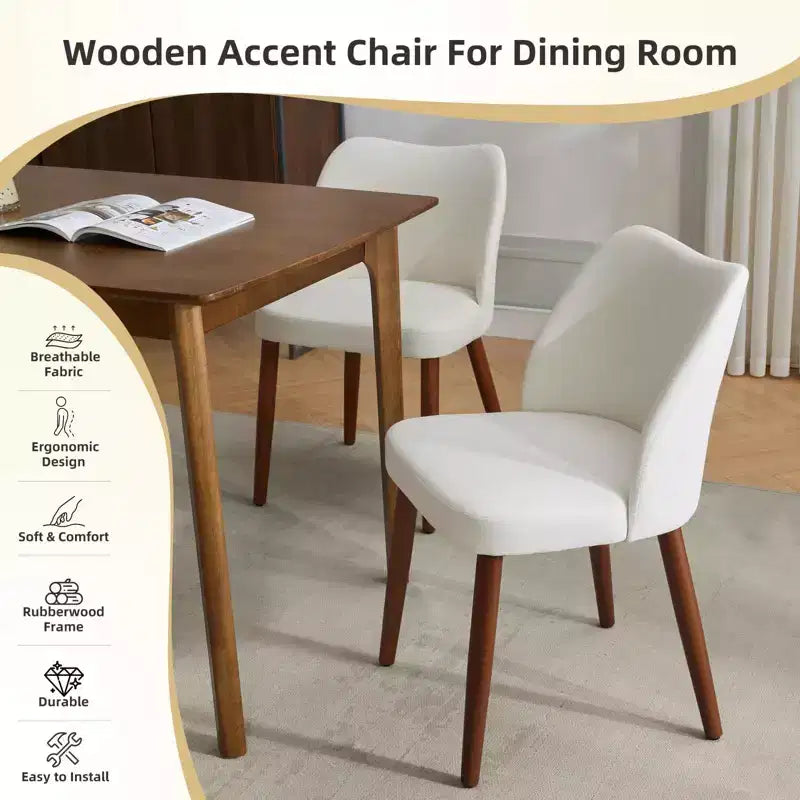 Lot de 2 chaises de salle à manger modernes rembourrées - Cuir PU ou lin avec dossier ergonomique à ailettes pour salle à manger et cuisine