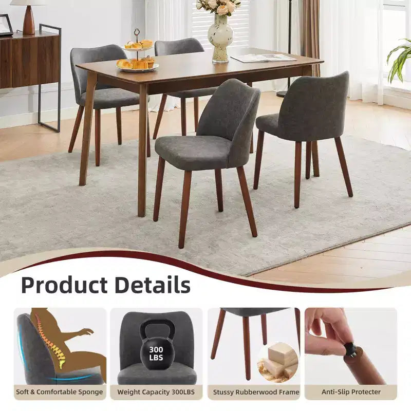 Lot de 2 chaises de salle à manger modernes rembourrées - Cuir PU ou lin avec dossier ergonomique à ailettes pour salle à manger et cuisine