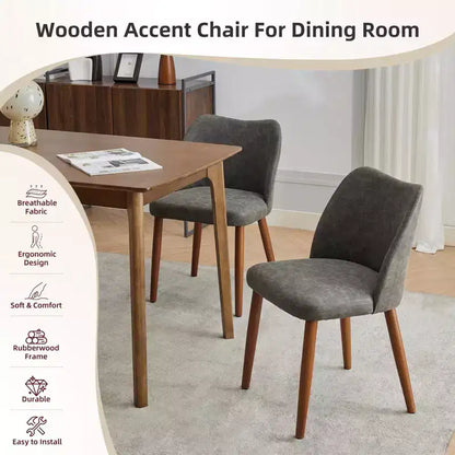 Lot de 2 chaises de salle à manger modernes rembourrées - Cuir PU ou lin avec dossier ergonomique à ailettes pour salle à manger et cuisine