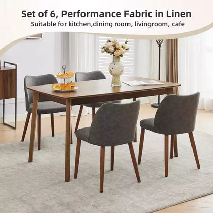 Lot de 2 chaises de salle à manger modernes rembourrées - Cuir PU ou lin avec dossier ergonomique à ailettes pour salle à manger et cuisine