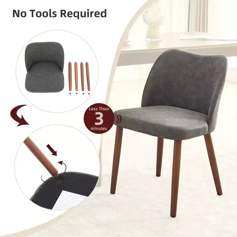 Lot de 2 chaises de salle à manger modernes rembourrées - Cuir PU ou lin avec dossier ergonomique à ailettes pour salle à manger et cuisine