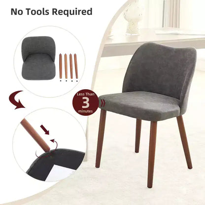 Lot de 2 chaises de salle à manger modernes rembourrées - Cuir PU ou lin avec dossier ergonomique à ailettes pour salle à manger et cuisine