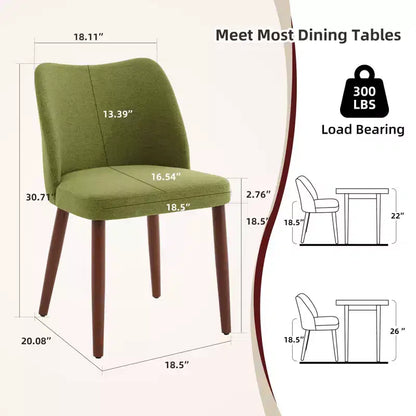 Lot de 2 chaises de salle à manger modernes rembourrées - Cuir PU ou lin avec dossier ergonomique à ailettes pour salle à manger et cuisine