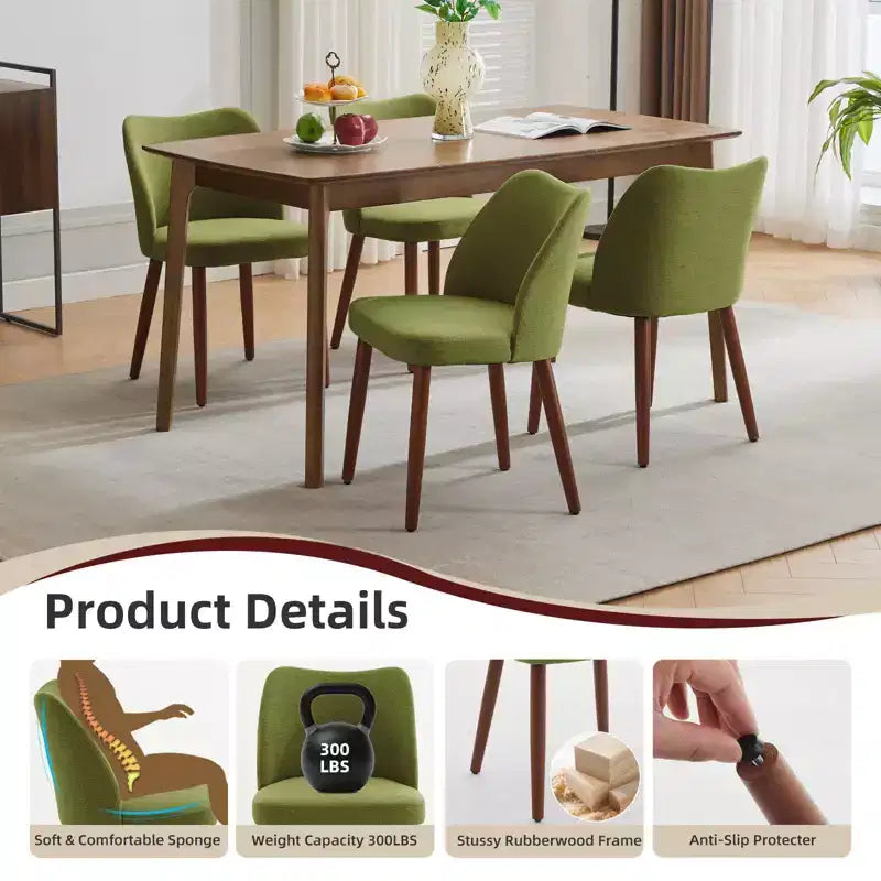 Lot de 2 chaises de salle à manger modernes rembourrées - Cuir PU ou lin avec dossier ergonomique à ailettes pour salle à manger et cuisine