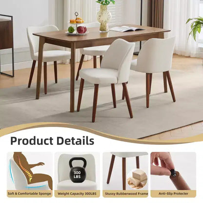 Lot de 2 chaises de salle à manger modernes rembourrées - Cuir PU ou lin avec dossier ergonomique à ailettes pour salle à manger et cuisine