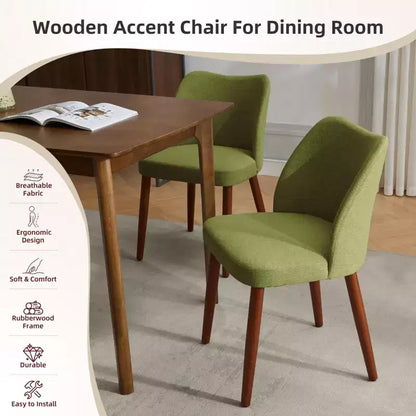 Lot de 2 chaises de salle à manger modernes rembourrées - Cuir PU ou lin avec dossier ergonomique à ailettes pour salle à manger et cuisine