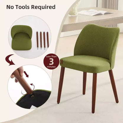 Lot de 2 chaises de salle à manger modernes rembourrées - Cuir PU ou lin avec dossier ergonomique à ailettes pour salle à manger et cuisine