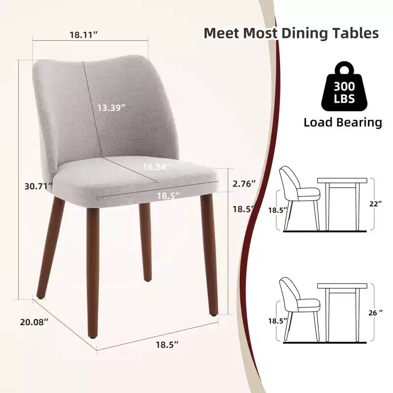 Lot de 2 chaises de salle à manger modernes rembourrées - Cuir PU ou lin avec dossier ergonomique à ailettes pour salle à manger et cuisine