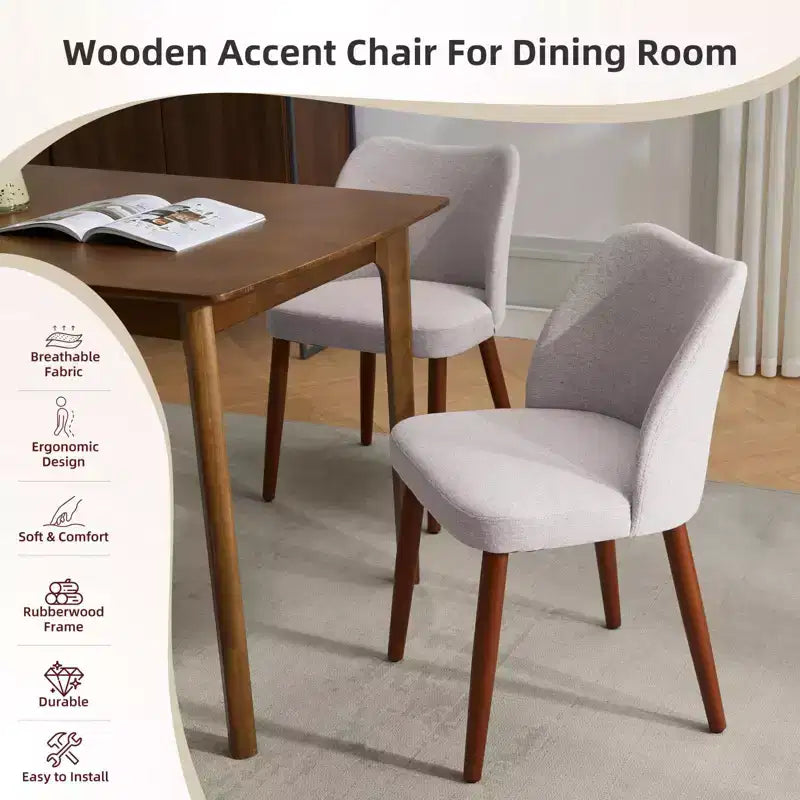 Lot de 2 chaises de salle à manger modernes rembourrées - Cuir PU ou lin avec dossier ergonomique à ailettes pour salle à manger et cuisine