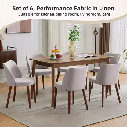 Lot de 2 chaises de salle à manger modernes rembourrées - Cuir PU ou lin avec dossier ergonomique à ailettes pour salle à manger et cuisine