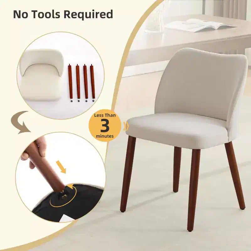 Lot de 2 chaises de salle à manger modernes rembourrées - Cuir PU ou lin avec dossier ergonomique à ailettes pour salle à manger et cuisine
