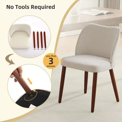 Lot de 2 chaises de salle à manger modernes rembourrées - Cuir PU ou lin avec dossier ergonomique à ailettes pour salle à manger et cuisine