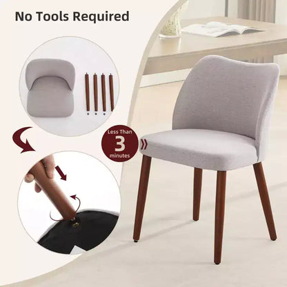 Lot de 2 chaises de salle à manger modernes rembourrées - Cuir PU ou lin avec dossier ergonomique à ailettes pour salle à manger et cuisine