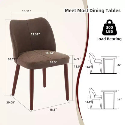Lot de 2 chaises de salle à manger modernes rembourrées - Cuir PU ou lin avec dossier ergonomique à ailettes pour salle à manger et cuisine