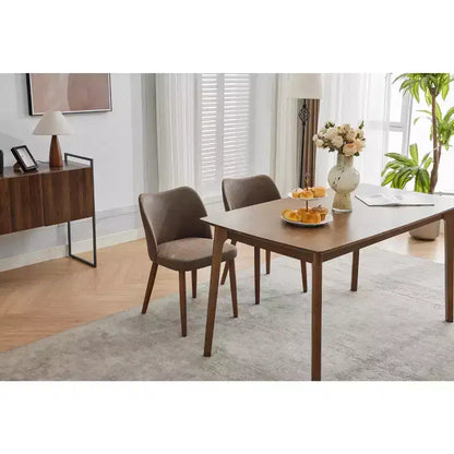 Lot de 2 chaises de salle à manger modernes rembourrées - Cuir PU ou lin avec dossier ergonomique à ailettes pour salle à manger et cuisine